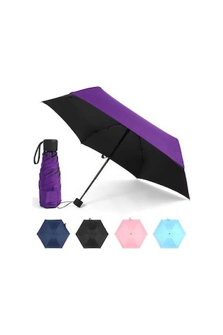 Novahub 6 Katlı Uv Koruma Şemsiyesi, Su Geçirmez Siyah/koyu Mavi/pembe/mor Kaplama, Seyahat İçin İdeal, Taşınabilir Kompakt Design