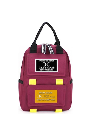 Case Club Kadın Sırt Çantası Yandan Cepli Su Geçirmmez Kumaş Bordo