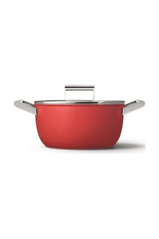 Smeg Cookware 50's Style Kırmızı Tencere Cam Kapaklı 4.6 L
