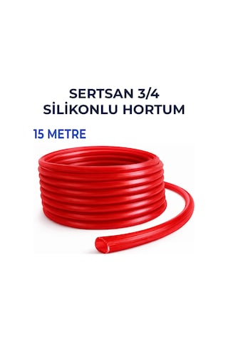 Silikonlu Bahçe Hortumu 3/4 İnç 15 Metre Kırmızı - Dayanıklı Sulama Hortumu