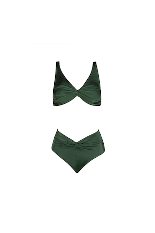 Endeep Kadın Yüksek Bel Yeşil Bikini Takımı Yeşil