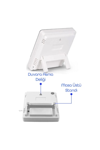 Termometre Nem Ölçer Alarm Saat Ekranlı Oda Sıcaklık Ölçer Duvara Uygun Masaüstü Isı Göstergesi 3240