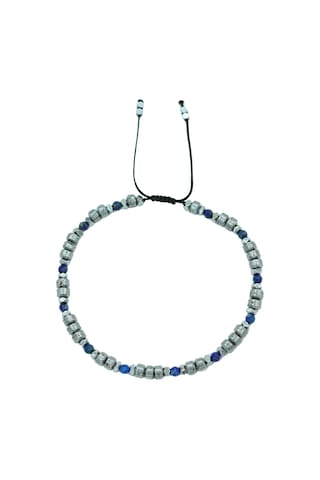 Sertifikalı Lapis Lazuli, Lav Ve Hematit Doğal Taşlı Kadın/erkek Bileklik Gümüş