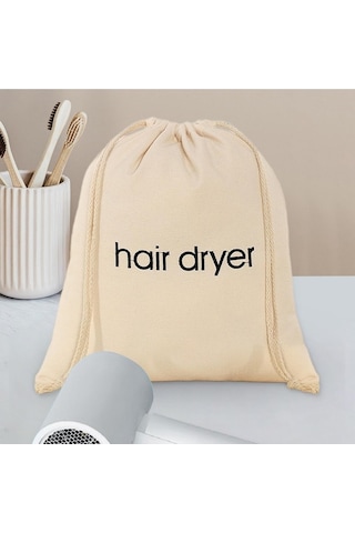 Pazly Suntek Saklama Saç Makinesi Kurutma Çantası Bej Bej Bağcıklı Ts Bej