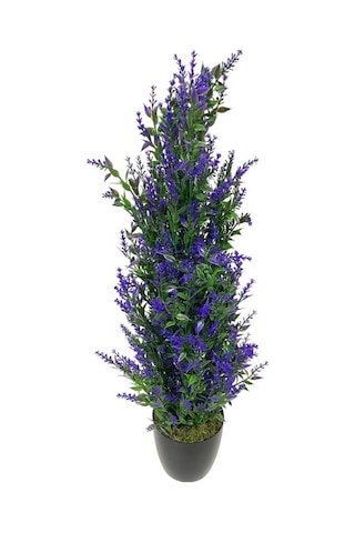 Yapay Çiçek Siyah Saksıda Mor Lavanta Ağacı 55cm