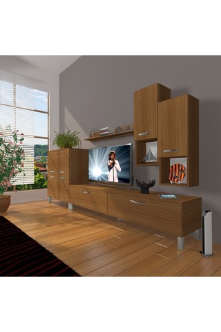 Decoraktiv Eko 6da Mdf Std Krom Ayaklı Tv Ünitesi Tv Sehpası Ceviz