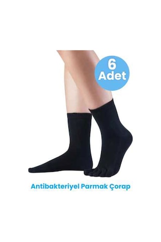 Tezzgelsin Kadın 6'lı Bambu Parmak Çorap 36-44 Numara Siyah