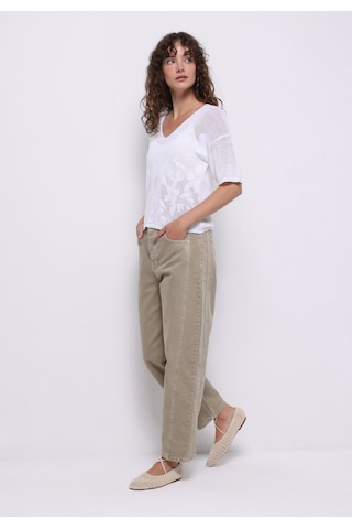 Colin's Colins Regular Fit V Yaka Çiçekli Kadın Beyaz Kısa Kol Kazak Cl1074364 Q1.v1 Wht Beyaz