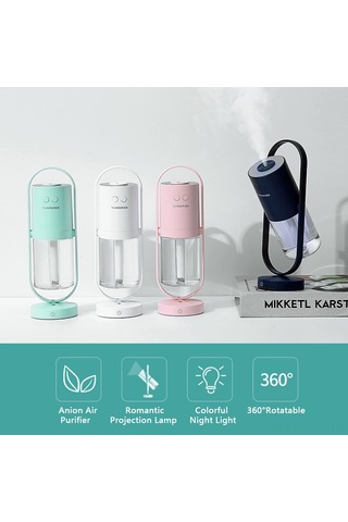 Youtek 200ml Usb Nemlendirici, Negatif İyon Hava Temizleyici, 360 Döner, Renkli Projeksiyon Lambası Ve Gece Lambası, Beyaz Tasarım Batarya