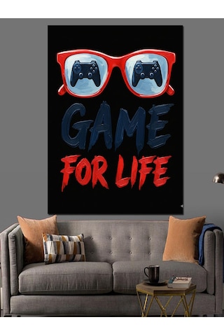 Karizma Tablo Kırmızı Gözlüklü Gamer Posteri Dekoratif Kanvas - Mdf Ahşap Tablo