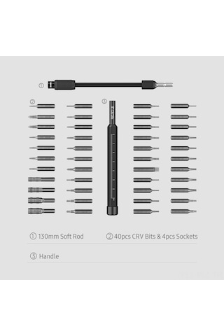 Wezone Jm-8180 47 Parça Cırcırlı Tornavida Seti - Telefon Tamiri Ve Parça Çıkartma Araçları, Krom Vanadyum Çelik, Plastik Kutulu Siyah