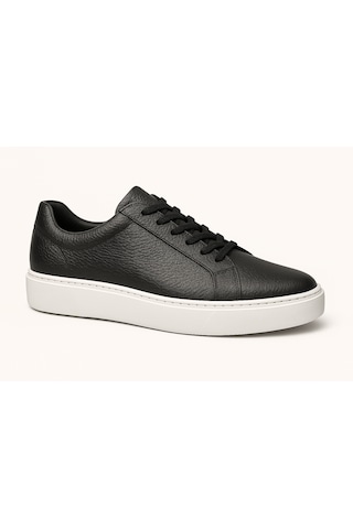 Growish Gre0065-12 Hakiki Floter Deri Yüksek Beyaz Eva Taban Koku Yapmaz Siyah Sneakers Ayakkabı Siyah