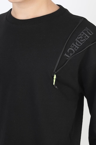 Mevsimlik Respect Baskılı 2 İplik %100 Pamuk 2 İplik Uzun Kollu Erkek Çocuk Sweatshirt-90934 Siyah