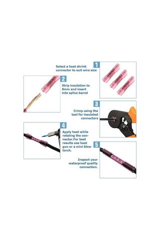 Koodmax - 10 Adet - Bht-1.25 Isıyla Daralan Makaron 19a 0.5-1.5mm² Su Geçirmez Konnektör - Pembe