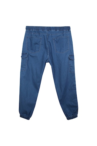 Erkek Büyük Beden 100-156 Kilo Arası İçin Uygun Kargo Cepli Jogger Kot Pantolon Mavi