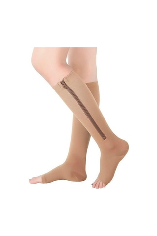 Fermuarlı Medikal Varis Çorapları Burnu Açık Fermuarlı Çorap