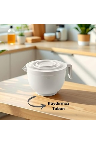 Karıştırma Kabı & Mikser Kase Kapaklı Mikser Kase 3 Litre Çırpma Kabı Krem Genel