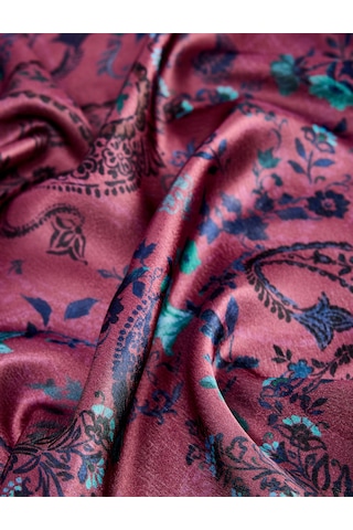 Koton Saten Kumaş Çiçekli Kare Fular Bandana Lila 7wak50080aa