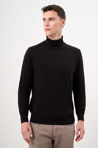 Morven Erkek Siyah Basic Balıkçı Yaka Dynamic Fit Rahat Kesim Triko 26kc017002001 Siyah Siyah