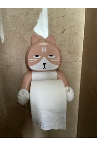 Kedi Figürlü Tuvalet Kağıdı Tutacağı Sevimli Duvar Aksesuarı