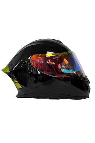 Rivox R1 Revo Kapalı Motosiklet Kaskı Parlak Siyah