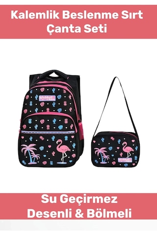 Premium Seri Dayanıklı Yağmur Su Geçirmez Astarlı Rahat Süngerli Geniş Desenli Ilköğretim Çantası Çok Renkli