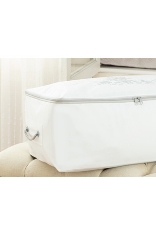 Madame Coco Çiçek Desen Baskılı Hurç - Beyaz / Gri Bhu-1252x28x21cm-beyaz/gri Beyaz - Gri