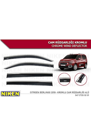 Niken Citroen Berlingo 2018-2021 Kromlu Cam Rüzgarlığı 4 Lü