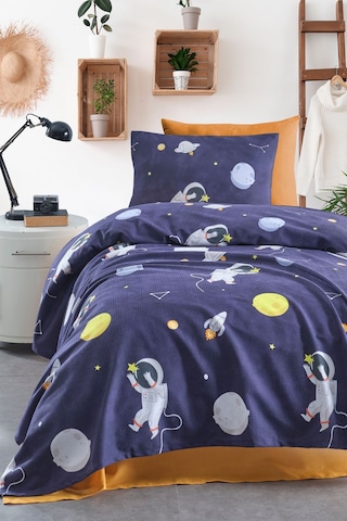 Enlora Home Pike Seti Baskılı Tek Kişilik Astron Lacivert