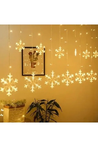 3 Metre Saçaklı Kar Tanesi Perde Led Gün Işığı