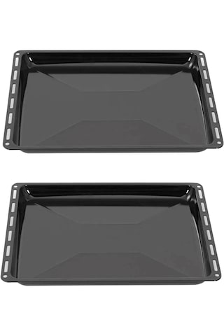 Ankastre Parlak Derin Fırın Tepsisi 2 Li Set 45,5 37,5 3,5 Cm Granit Siyah