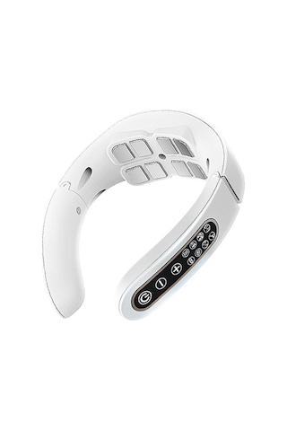 Mufunye Beyaz Boyun Masaj Cihazı, 6 Modlu 15 Seviye İntensite, 38-42 C Isıtma, Usb Şarjlı Akıllı Tıbbi Masaj Aleti Çok Renkli