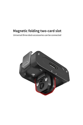 Djı Osmo Action 2 Kamera İçin 1/4 İnç Ve Arri Delikli Manyetik Şarj Tabanı, Özellik: Set C Siyah