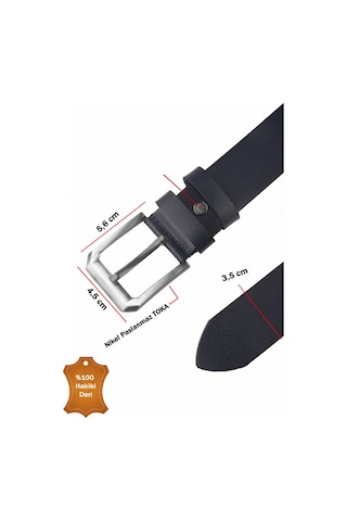 Deepsea Lacivert Hakiki Deri Spor Erkek Kemer 3,5 Cm Genişlik, Şık Ve Dayanıklı 2502634 Lacivert
