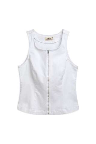 LTB Isella Slım Fit Fermuarlı Beyaz Jean Yelek