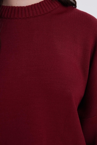 Tudors Kadın Oversize Geniş Kesim Bisiklet Yaka Bordo Kazak-41709