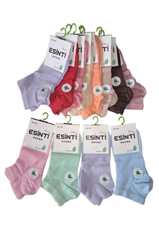 Abani Classic 12 Çift Esinti Bayan Bambu Patik Pastel Renk Çorap Çok Renkli