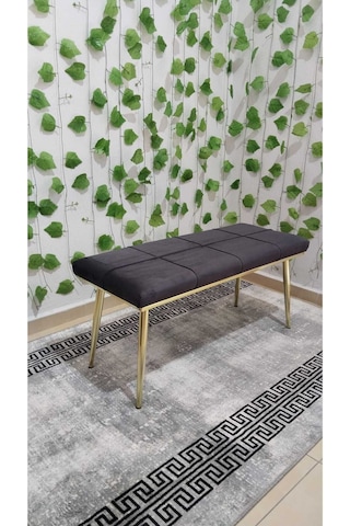 Özcan Metal Gold Metal Ayaklı Metal Kasalı Bench Mutfak Salon Antre Yatak Odası Balkon Puf Bank Antrasitgri