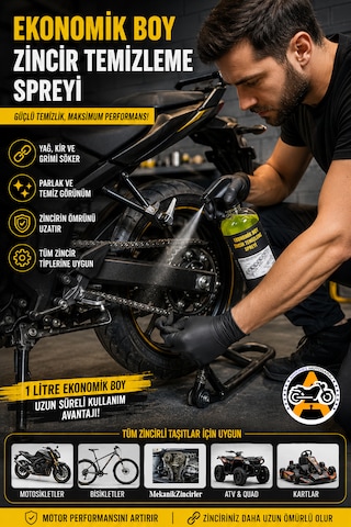 Akgüneş Motogaraj Zincir Temizleme Spreyi 1000 Ml Motosiklet Zincir Bakım Ve Temizlik Ürünü