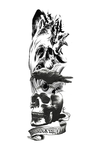 Skycity Büyük Boy Su Geçirmez Tam Kol Dövme Sticker, Gerçekçi Görünüm, Cilt Dost, Tqb-39 Modeli