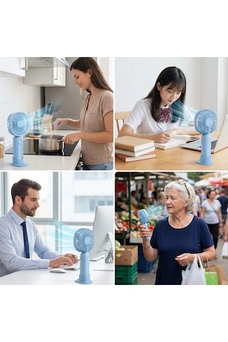 Buffer 3 Kademeli Telefon Tutuculu Standlı Mini Fan - Tuşu Ayı Figürlü Masaüstü Ve Eldekullanılabilen Taşınabilir Fan Ekl30