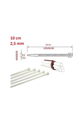 1000 Bin Adet 10cmx2.5mm Beyaz Plastik Cırt Kelepçe Kablo Bağı