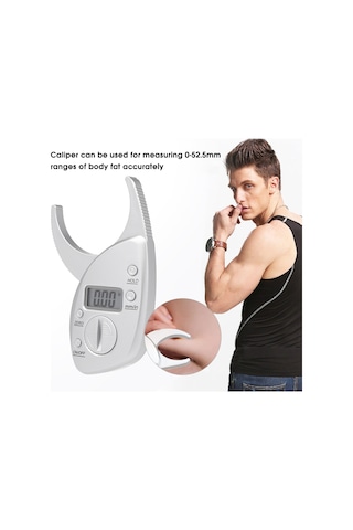 Vkemall Dijital Vücut Yağı Ölçer - Abs Malzeme, 0-52.5mm Aralığı, Lcd Ekranlı, Portatif, Hassas Ölçüm - Gümüş