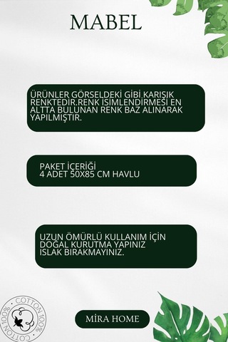 4 Lü El Yüz Havlu Seti %100 Pamuklu 50x85 Cm Mabel Koyu Mavi