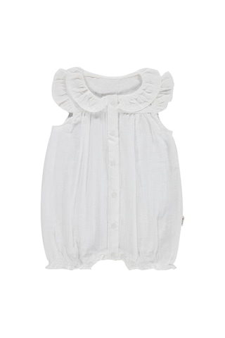 Civil Baby Kol Ve Yaka Fırfırlı 6-18 Ay Tulum - Beyaz
