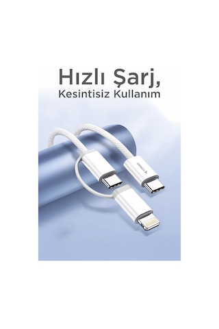 Torima U16 2 İn 1 Type-C To Type-C And Ligthning 100 CM 65 W Hızlı Şarj Ve Data Kablosu