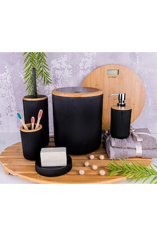 Bambum Lena - Banyo Seti Siyah 5 Parça Siyah
