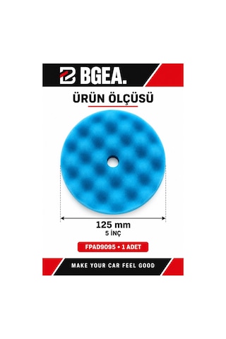 Bgea Waffle Mavi Polisaj Süngeri 5 İnç 125 Mm Cırtlı Pasta Cila Pedi 1 Adet Fpad9095