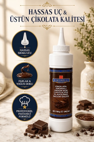 Simonelli Çikolata Aromalı Kahve ve Tatlı Dekor Sosu Sıkılabilir Şişe 750 G