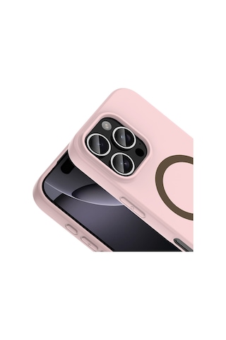 Apple iPhone Uyumlu 16 Pro Max Kılıf M-safe Şarj Özellikli Zore Aris Silikon Kapak - Açık Pembe AÇIK PEMBE